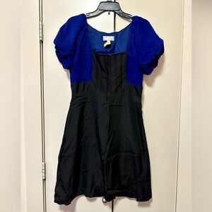 Moulinette Souers Silk Blue and Black Dress